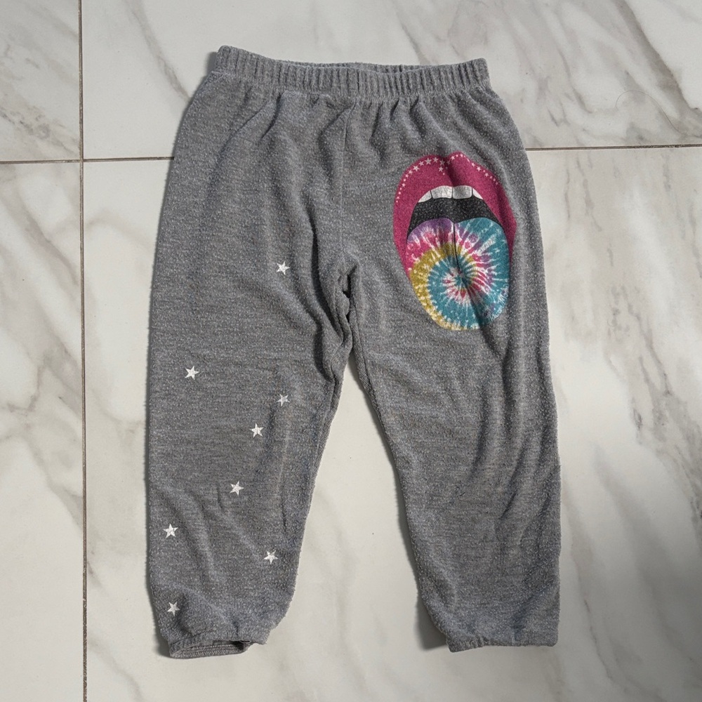 Lauren Moshi Gray Joggers with Tie-Dye and Star Accents